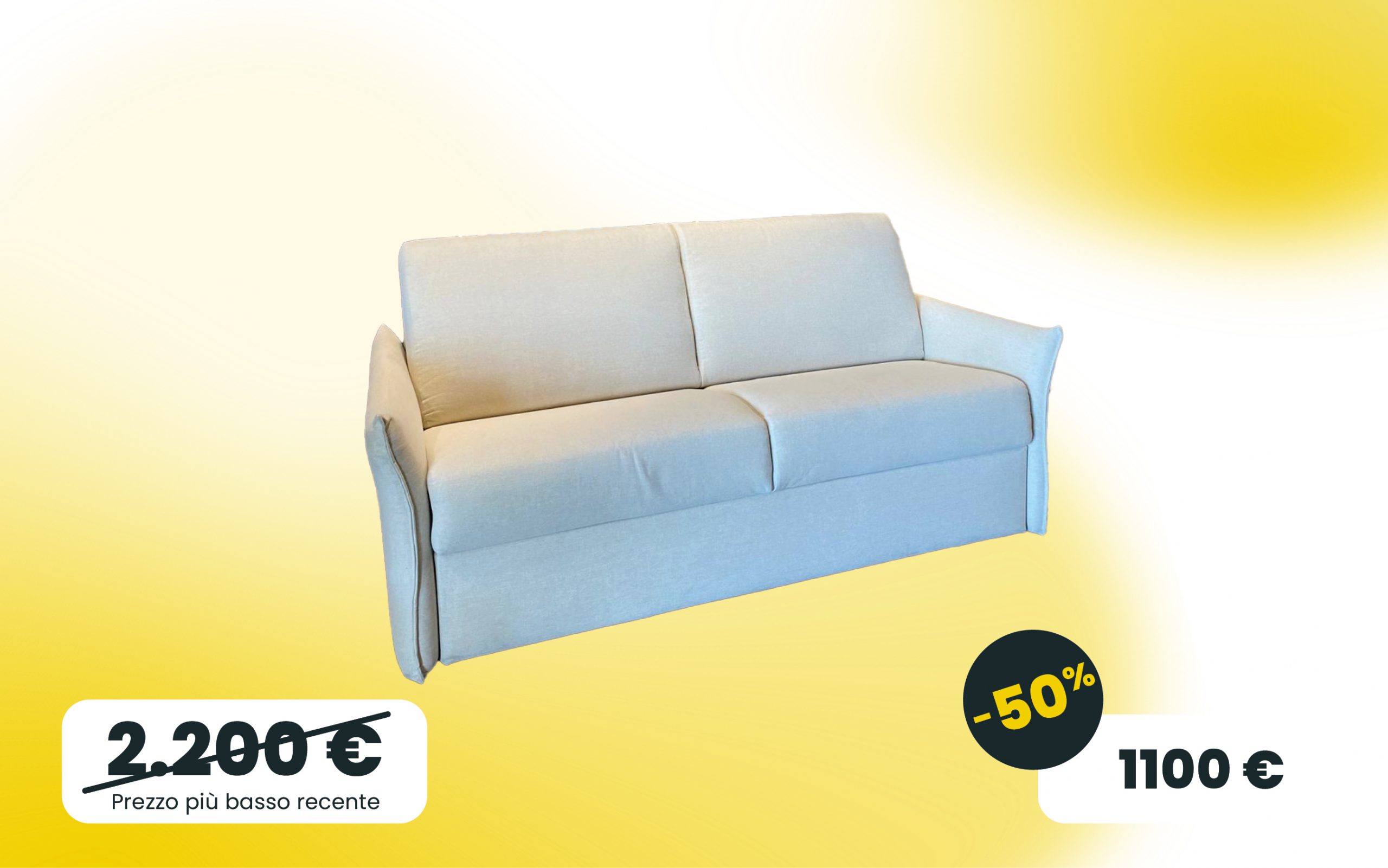 Divano letto Sole Cuborosso in tessuto Clover beige